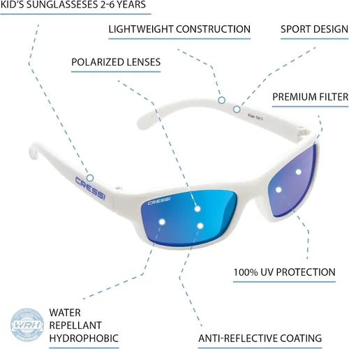 Miniatura 2 de Cressi Gafas de sol deportivas frescas para niños lentes polarizadas antirayos UV para niños de 2 a 15 años Maka Yogi