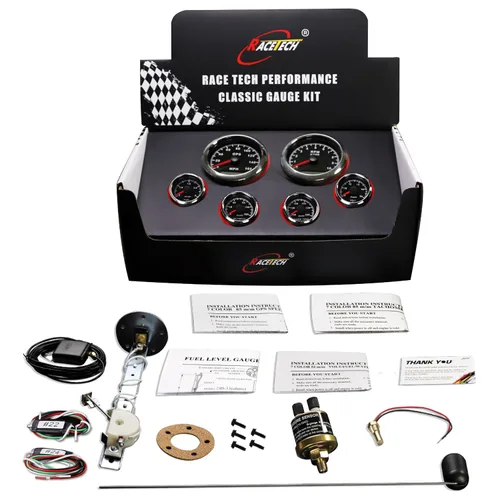Miniatura 8 de RACETECH Juego de 6 Instrumentos – Velocímetro GPS de 85mm 260 km/h y Tacómetro 10000 RPM – Medidores de 52mm de Combustible, Aceite, Temperatura