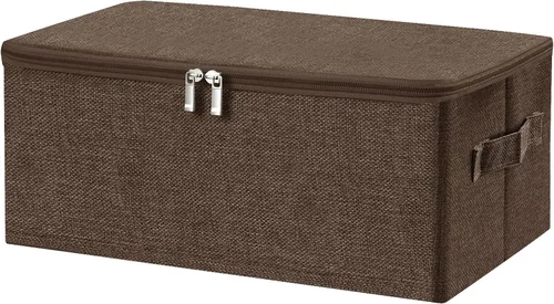 Miniatura 34 de ANMINY Contenedores de almacenamiento con tapas con cremallera, cajas de almacenamiento de tela con tapa de 36 cuartos de galón, cestas con asas