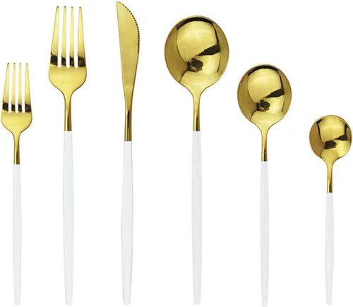 Miniatura 24 de JASHII Juego de cubiertos de acero inoxidable de 24 piezas con acabado brillante para 4 personas, cuchillo de cena, tenedor, cuchara, tenedor