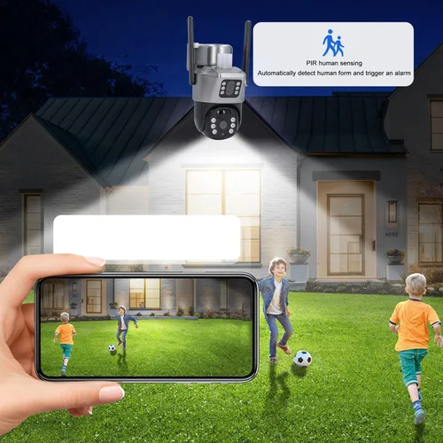Miniatura 3 de Pyhodi Cámara de seguridad solar al aire libre WiFi inalámbrica HD NightIP66 cámara de vigilancia, detección humana NightPIR de color, 2 vías