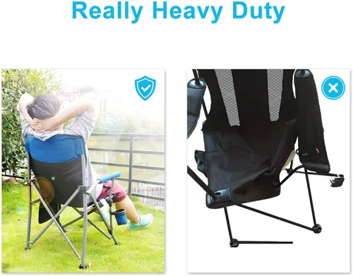 Miniatura 7 de Silla de camping para adultos, silla de césped plegable portátil para exteriores, silla de campamento resistente con soporte de hasta 330 libras