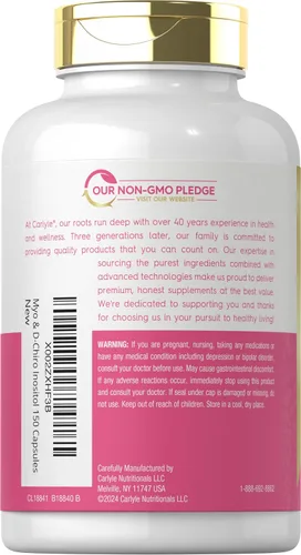 Miniatura 3 de Carlyle Myo-Inositol & D-Chiro Inositol Suplemento para Mujeres 2060mg 150 cápsulas Complejo sin OMG, sin gluten