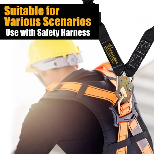 Miniatura 6 de TRSMIMA Arnés de Seguridad con Cordón Retráctil - Protección contra Caídas Correa para Escalada de Árboles 6 FT Doble Pierna con Absorción