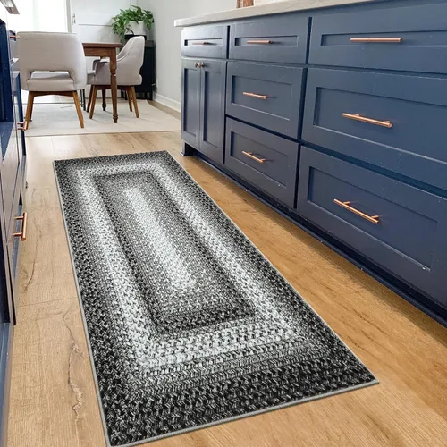 Miniatura 22 de ROYHOME Tapete pequeño para puerta de 2 x 3 pies, alfombra de área lavable, alfombras de área con estampado trenzado bohemio, alfombra de área