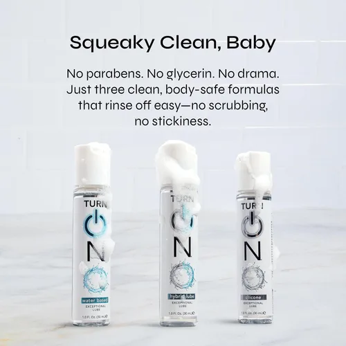 Miniatura 5 de Turn On Surtido Sampler - Paquete de 3 lubricantes esenciales de silicona, a base de agua e híbridos para hombres, mujeres y parejas, sin parabenos