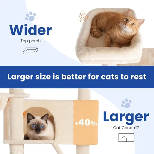 Miniatura 2 de ABCPET Cat Tree - Torre para gatos de varios niveles de 82 pulgadas para gatos de interior, árbol grande resistente para gatos con postes rascadores