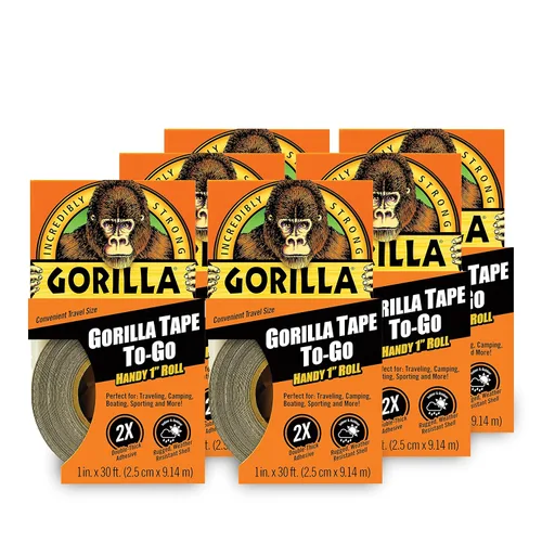 Miniatura 9 de Gorilla 6100101-7 Cinta adhesiva para llevar, 1" x 10 yardas, negro, (paquete de 7), paquete de 7, 7