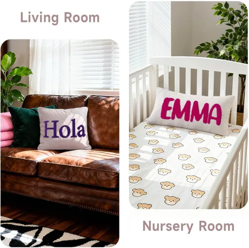 Miniatura 3 de Funda de almohada lumbar con nombre bordado personalizado, funda de almohada de lino con monograma para sofá cama, funda de almohada personalizada