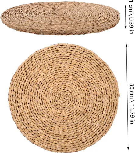 Miniatura 4 de LIFKOME 2 cojines de paja plana tatami Mat almohadas de suelo para adultos almohada circular almohada japonesa redonda individual cojín tejido paja