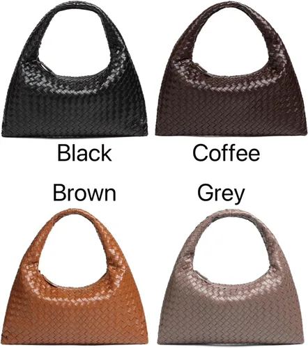 Miniatura 6 de Bolsos de mano grandes para mujer, bolso de mano tejido anudado con asa superior para mujer, bolso de hombro de cuero suave para el hombro