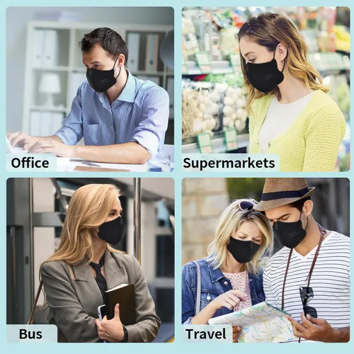 Miniatura 9 de LEMENT KN95 mascarillas faciales 100 unidades, mascarillas desechables transpirables negras para adultos y adolescentes
