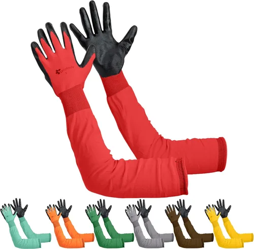 Miniatura 5 de Guantes de jardinería de manga larga para mujeres y hombres, guantes de jardín de puño largo, multiusos, resistentes para exteriores e interiores