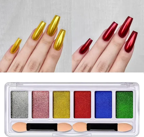 Miniatura 9 de Polvo de uñas de cromo perla naranja brillo para uñas, polvo de uñas cromado iridiscente metálico para uñas,Polvo de cromo para esmalte de gel