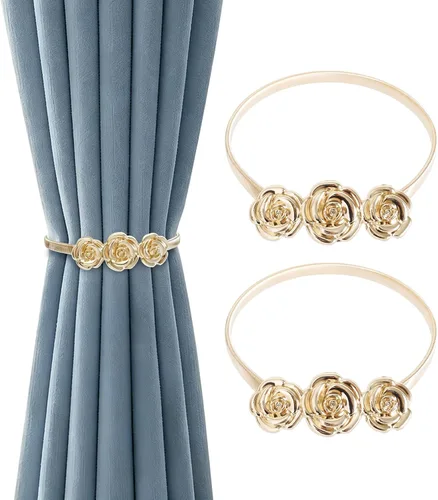 Miniatura 10 de 2Pcs Gold Curtain Tiebacks Shiny Metal Curtain Holdbacks with Exquisite Knot, Elegant Curtain Buckle for Living Room, Bedroom, Office Window