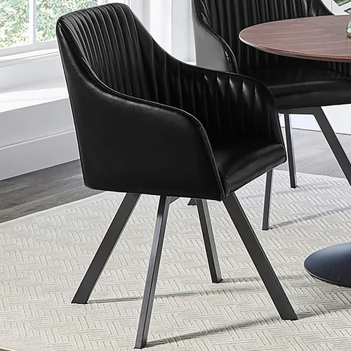 Miniatura 2 de Coaster Home Furnishings - Arika - Silla de comedor de cuero sintético - Base giratoria, respaldo copetudo, brazos inclinados, asiento tapizado