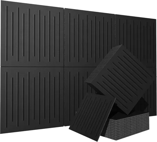 Miniatura 12 de Paquete de 10 paneles de espuma autoadhesivos a prueba de sonido para paredes – Paneles acústicos extragrandes de 48" x 12", paneles decorativos