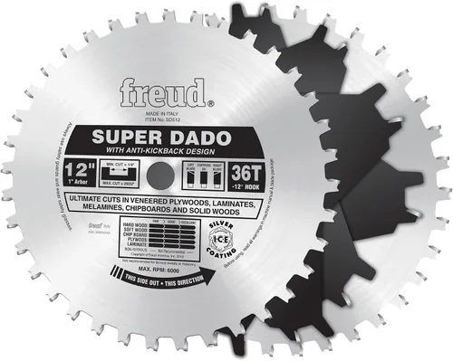 Miniatura 12 de Freud Juego Super Dado de 10" con Carburo Tico de Alta Densidad para Ranuras de Fondo Plano - Incluye 2 Cuchillas, 6 Cortadores, Juego de Calzas
