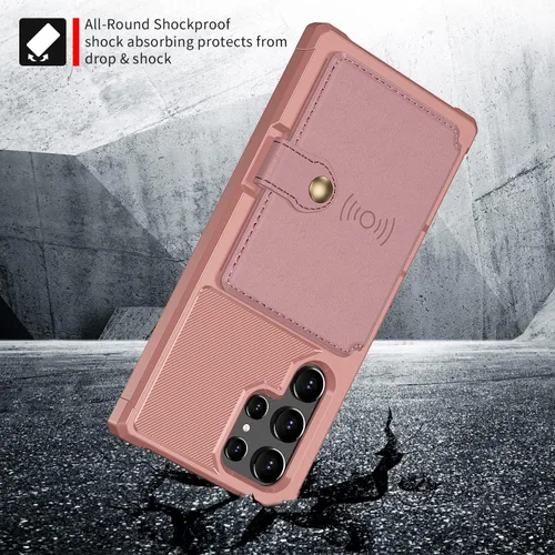 Miniatura 4 de Wefor Funda para Samsung Galaxy S22 Ultra 5G - Funda tipo cartera con bolsillos para tarjetas de piel sintética para Samsung Galaxy S22 Ultra 5G Oro