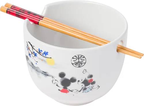 Miniatura 13 de Silver Buffalo Disney Lady and the Tramp Eating Noodles Chinese Love - Cuenco de ramen de cerámica con palillos, apto para microondas, 20 onzas