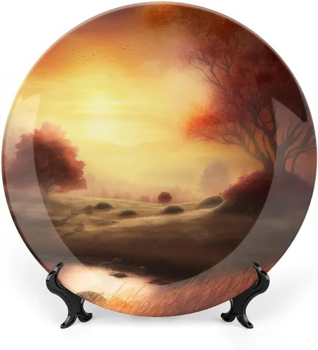 Miniatura 9 de Platos decorativos de otoño, otoño en el campo, placa de exhibición de pintura para el hogar, pared, oficina, cocina, decoración de mesa, platos