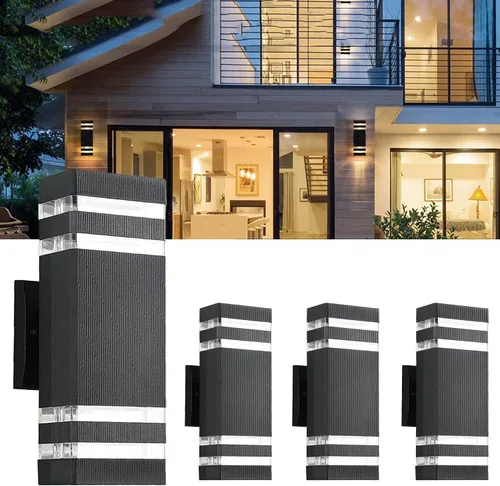 Miniatura 11 de Paquete de 2 luces LED cuadradas de 12 pulgadas para pared arriba y abajo, 14 W, 4000 K, blanco día, luz de pared blanca para exteriores, cuerpo