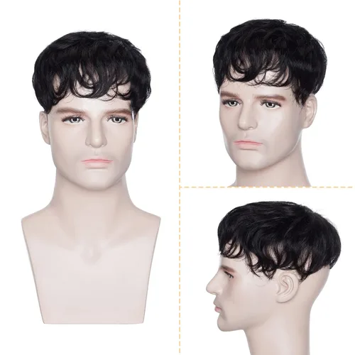 Miniatura 6 de SEGO Men's Toupee Human Hair Topper for Women With Short Hair 150% Density 16x19cm Mono Base 100% Human Hair 4 Inch Short Curly Hairpiece