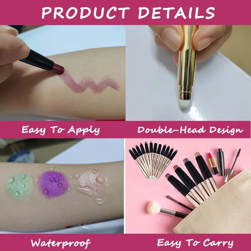 Miniatura 4 de Barra de sombra de ojos marrón y brocha de maquillaje con esponja, lápiz de sombra de ojos cremoso y brillante de larga duración, resistente al