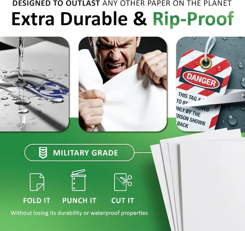 Miniatura 3 de TerraSlate - Papel fotocopiador de 10 milésimas de pulgada de grosor de 11 x 17 pulgadas, para lluvia/clima/impermeable, compatible con impresora