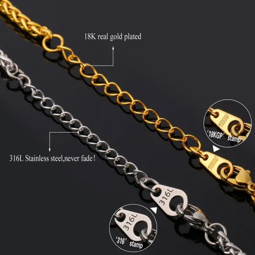 Miniatura 4 de U7 Punk Necklaces Stainless Steel 18K Gold Plated Large Hip Hop DaggerKnifeSwordSteampunk GearLarge Razor Blade Pendant Necklace for Men Women