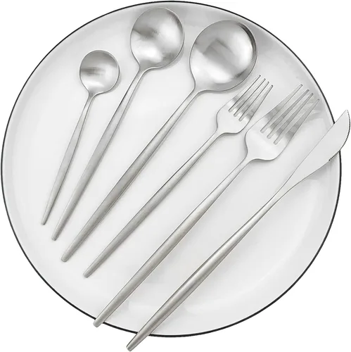 Miniatura 12 de Juego de 6 tenedores de postre de acero inoxidable de 3 dientes, juego de tenedores para frutas y tartas, 5.31 pulgadas, color plateado