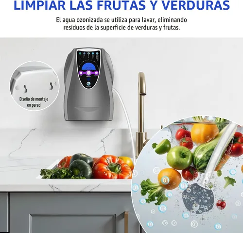 Miniatura 4 de Máquina de ozono, máquina multiusos de ozono de 1000 mg/h para aire, agua, frutas, verduras, dispositivo limpiador en agua, color gris oscuro