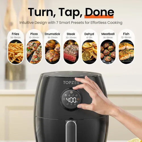 Miniatura 2 de Freidora de aire pequeña de 2.1 cuartos de galón - Mini freidora de aire digital compacta con 7 ajustes preestablecidos, 98% menos de aceite
