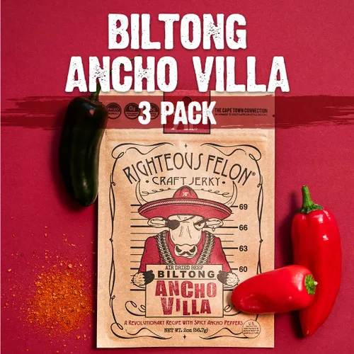 Miniatura 3 de Righteous Felon Biltong Beef Jerky Paquetes de bocadillos biltong sudafricanos para adultos Alto en proteínas, apto para dieta cetogénica, bajo