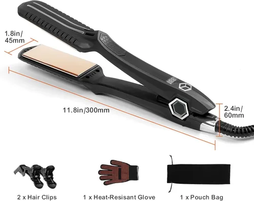 Miniatura 8 de Happybuy Plancha de pelo de titanio, ¡tu compañero de peinado ideal! Esta plancha de 1.5 pulgadas cuenta con calefacción por infrarrojos, una