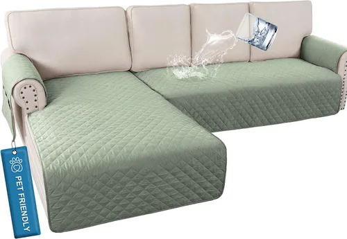 Miniatura 13 de H.VERSAILTEX Fundas de sofá para sofá seccional, 2 piezas, funda de sofá en forma de L, 100% impermeable y lavable, protector de sofá para perros