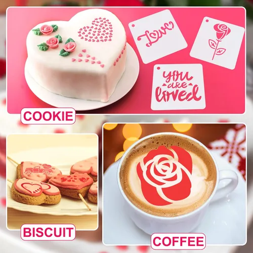 Miniatura 7 de Teling 80 plantillas de amor de corazón de San Valentín para pintar de 3 x 3 pulgadas, plantillas de dibujo reutilizables de San Valentín