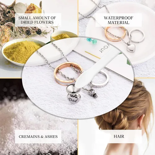 Miniatura 36 de XIUDA Collar de urna de cremación para cenizas, recuerdo tallado con recuerdo eterno de acero inoxidable, joyería conmemorativa para cenizas
