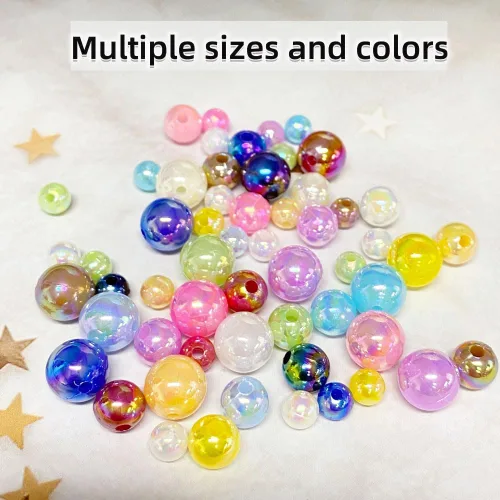Miniatura 4 de 400 piezas cuentas de perla de 8mm AB cuentas de plástico brillantes y coloridas cuentas espaciadoras sueltas para hacer joyas, aretes, pulseras