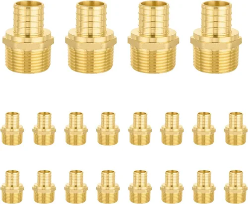 Miniatura 14 de Paquete de 5 accesorios Foskan PEX, adaptador macho NPT de 1 pulgada a 1 pulgada, accesorios de engarce de púas de latón para manguera de agua de RV