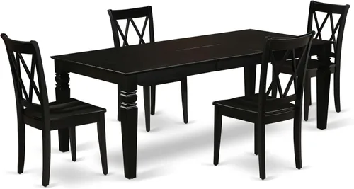 Miniatura 15 de East West Furniture LGCL7-BLK-W - Juego de mesa de comedor de 7 piezas que consta de una mesa de comedor rectangular con hojas de mariposa y 6
