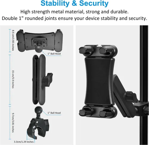 Miniatura 6 de Soporte para tablet para soporte de micrófono, soporte de teléfono para iPad con rotación de 360°, soporte de música para tableta compatible