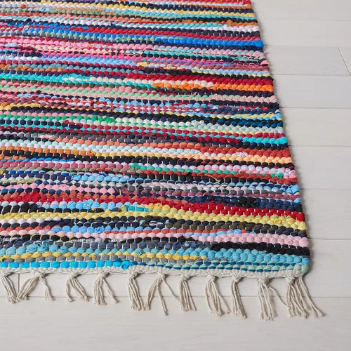 Miniatura 4 de SAFAVIEH Rag Rug Collection - Alfombra decorativa de 2 x 3 pies, color gris, hecha a mano, de algodón a rayas, ideal para zonas de alto tráfico