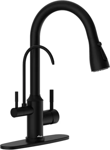 Miniatura 11 de APPASO Grifo de cocina negro con filtro de agua, mangueras certificadas por cUPC, grifos de fregadero de 3 vías con rociador extraíble, 3 modos