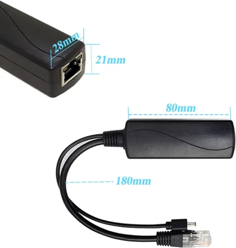 Miniatura 6 de Divisor PoE Gigabit 12V 2A Salida con IEEE 802.3af/at Cumple con el estándar 10,100,1000Mbps Divisor Adaptador de alimentación a través de Ethernet