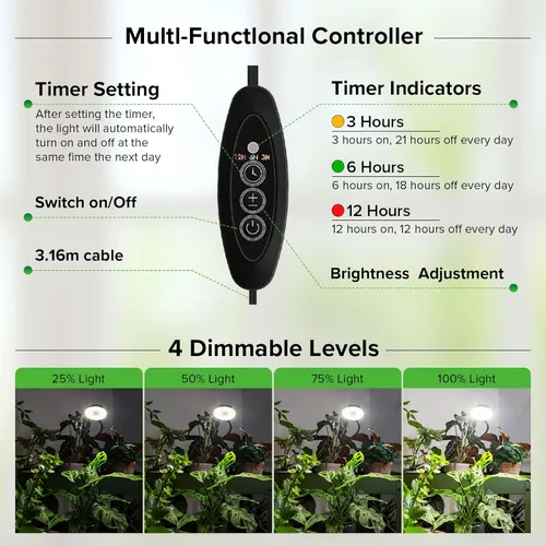 Miniatura 3 de Luces de cultivo para interiores, luces de plantas con clip para cultivo en interiores, lámpara LED de crecimiento de plantas de espectro completo