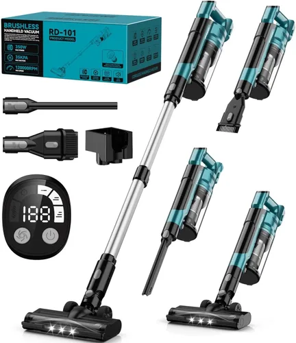 Miniatura 10 de Aspiradora inalámbrica de 350 W para batería Dewalt, aspiradora ligera sin escobillas de 35 kPa con succión de 3 modos, aspiradora de palo 6 en 1