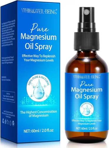 Spray de magnesio, aceite de magnesio puro para pies, ingrediente natural en botella de vidrio, fácil de absorber y usar, 1 paquete