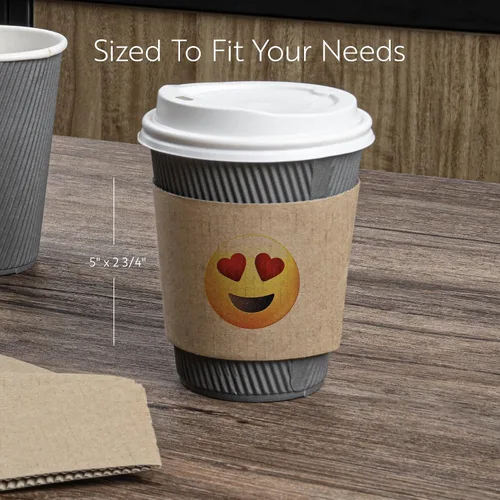 Miniatura 2 de Restaurantware Restpresso 5.1 x 2.8 pulgadas Fundas para tazas de café 50 fundas corrugadas para tazas calientes – Corazón ojo Emoji resistente al