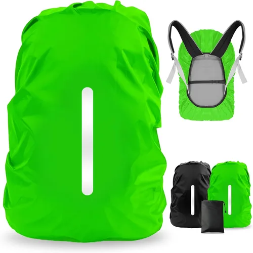 Miniatura 15 de LAMA Paquete de 2 fundas impermeables para mochila, protector reflectante a prueba de lluvia para antipolvo y antirrobo, tamaño M
